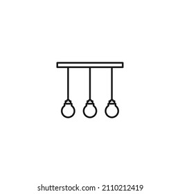 Outline monochrome symbol drawn in flat style with thin line. Editable stroke. Line icon of light bulbs for decorating interior 