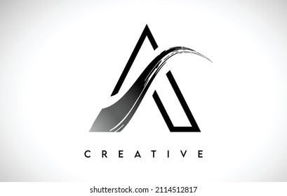 Outline Monogram Letter A Brush Stroke Design Logo Icon with Artistic Paintbrush Stroke Logo Icon Illustration.