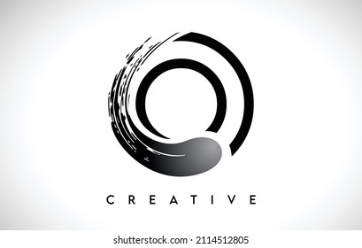 Esquema Letra monograma O Pincel Diseño Icono de logotipo con logotipo de pincel artístico Ilustración de logotipo de pincel.