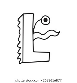 Outline monster alphabet element design