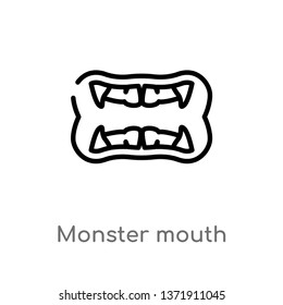 outline monster mouth vector icon. isolated black simple line element illustration from animals concept. editable vector stroke monster mouth icon on white background