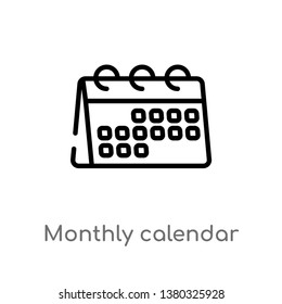 outline monthly calendar vector icon. isolated black simple line element illustration from education concept. editable vector stroke monthly calendar icon on white background