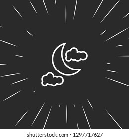 Outline moon cloud icon illustration isolated vector sign symbol