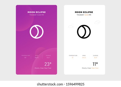 outline moon eclipse icon design concept on white and purple backgrounds. vector weather icon and web element for mobile applications