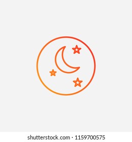 Outline moon icon,gradient illustration,vector sleep sign symbol