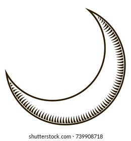 Outline of a moon, Tarot style, Icon, Vector illustration
