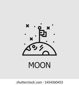 Outline moon vector icon. Moon illustration for web, mobile apps, design. Moon vector symbol.