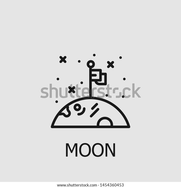 Outline moon vector icon. Moon\
illustration for web, mobile apps, design. Moon vector\
symbol.