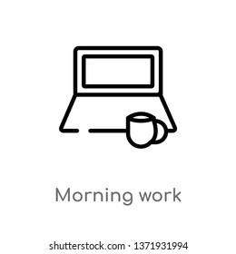outline morning work vector icon. isolated black simple line element illustration from computer concept. editable vector stroke morning work icon on white background