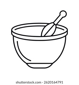 Contorno de uma argamassa e pestle line art vetor