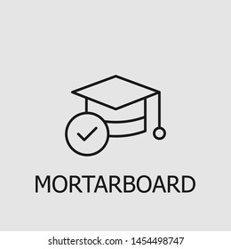 Outline mortarboard vector icon. Mortarboard illustration for web, mobile apps, design. Mortarboard vector symbol.