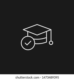 Outline mortarboard vector icon. Mortarboard illustration for web, mobile apps, design. Mortarboard vector symbol.