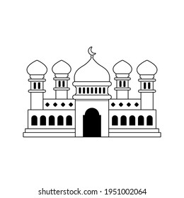 Outline mosque isolated on white background. Vector icon and editable