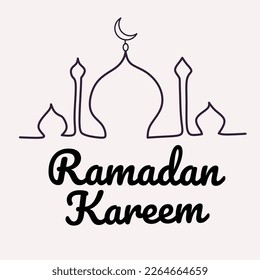 the outline of the mosque is isolated on white background. Ramadan kareem.