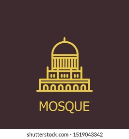 Outline mosque vector icon. Mosque illustration for web, mobile apps, design. Mosque vector symbol.