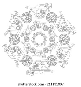 outline Motorcycle. Vector Illustration.