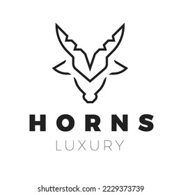 Outline Mountain Goat Head Logo Template
