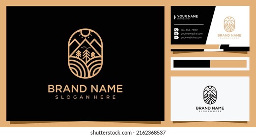 Outline Mountain Summer Logo modern