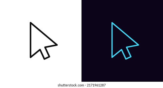 Outline Mouse Cursor Icon, With Editable Stroke. Computer Arrow Sign To Select And Click, Interface Pointer Pictogram. Digital Cursor And Arrow For Interface Navigation. Vector Icon For Animation