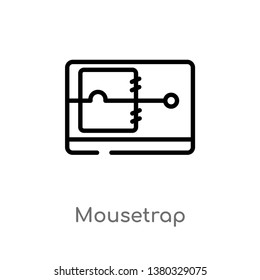 outline mousetrap vector icon. isolated black simple line element illustration from electronic devices concept. editable vector stroke mousetrap icon on white background