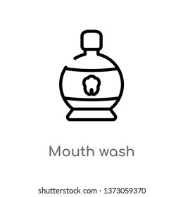 outline mouth wash vector icon. isolated black simple line element illustration from dentist concept. editable vector stroke mouth wash icon on white background