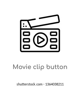 outline movie clip button vector icon. isolated black simple line element illustration from multimedia concept. editable vector stroke movie clip button icon on white background