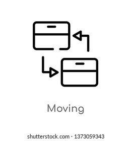 outline moving vector icon. isolated black simple line element illustration from delivery and logistics concept. editable vector stroke moving icon on white background
