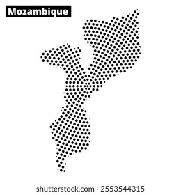 The outline of Mozambique in a dotted design emphasizes the country's distinctive geographical importance.