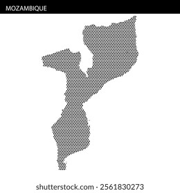 The outline of Mozambique in a dotted design emphasizes the country's distinctive geographical importance.