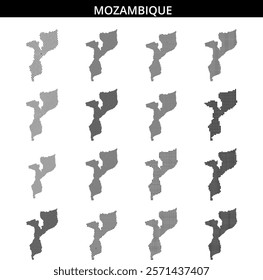 The outline of Mozambique in a dotted design emphasizes the country's distinctive geographical importance.