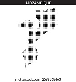 The outline of Mozambique in a dotted design emphasizes the country's distinctive geographical importance.