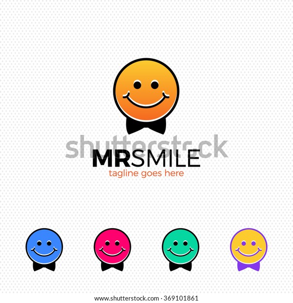 Outline Mr Smile Logo Set Happy Stock Vector Royalty Free