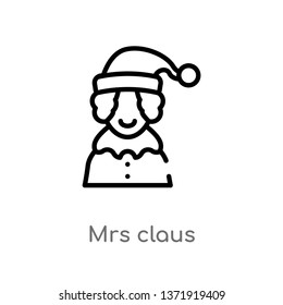 outline mrs claus vector icon. isolated black simple line element illustration from christmas concept. editable vector stroke mrs claus icon on white background