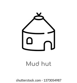 outline mud hut vector icon. isolated black simple line element illustration from culture concept. editable vector stroke mud hut icon on white background