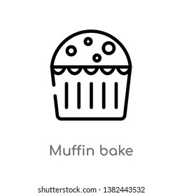 outline muffin bake vector icon. isolated black simple line element illustration from food concept. editable vector stroke muffin bake icon on white background