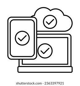 outline multiple devices Big data icon on white background, icon design for apps, presentation, banner, sign, symbol, logo. Artificial intelligence icon concept. vector illustration.