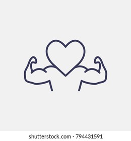 Outline muscle heart valentines day  icon illustration isolated vector sign symbol