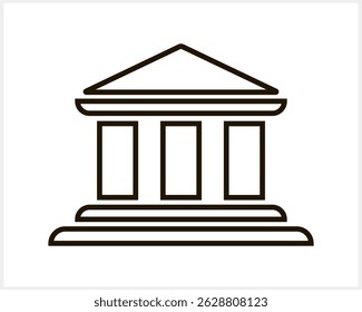 Outline museum bank icon. Flat sign isolated. Court building symbol. Vector stock illustration