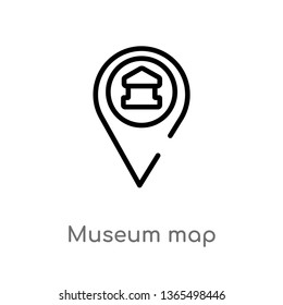 outline museum map vector icon. isolated black simple line element illustration from museum concept. editable vector stroke museum map icon on white background