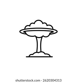 Esquema de una nube de hongo, explosión atómica en línea negra simple