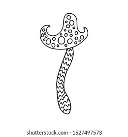 Outline mushroom isolated on white background. Abstract coloring book element.