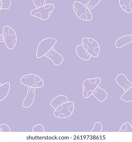 Outline Mushroom Vector Seamless Pattern Background for Surface Print Fabric Fashion Wrapping