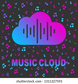 Outline music cloud vector icon. Music cloud illustration for web, mobile apps, design. Audio streaming vector symbol. EPS 10