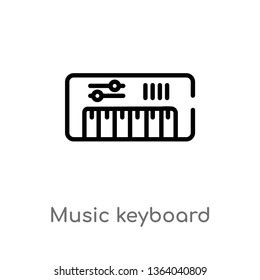 outline music keyboard vector icon. isolated black simple line element illustration from music concept. editable vector stroke music keyboard icon on white background
