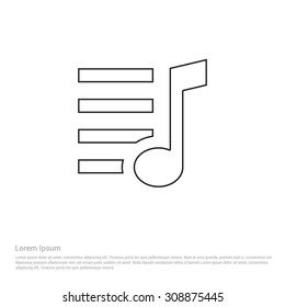 Outline Music List Icon, Vector Illustration, Flat pictogram icon