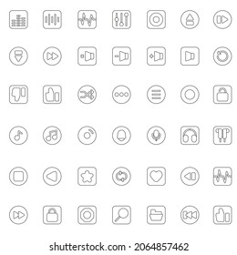 Outline Music Player icon Vector graphics illustration collection set