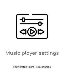outline music player settings vector icon. isolated black simple line element illustration from music and media concept. editable vector stroke music player settings icon on white background