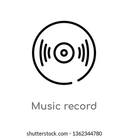outline music record vector icon. isolated black simple line element illustration from music concept. editable vector stroke music record icon on white background