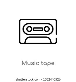 outline music tape vector icon. isolated black simple line element illustration from entertainment and arcade concept. editable vector stroke music tape icon on white background