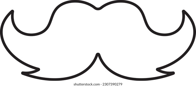 Outline Mustache Flat Vector Icon Illustration